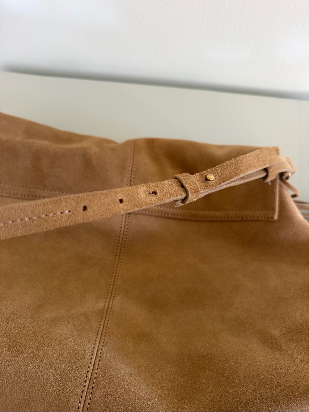 Zara Tan Suede Fringe Shoulder Bag - Picture 6 of 6